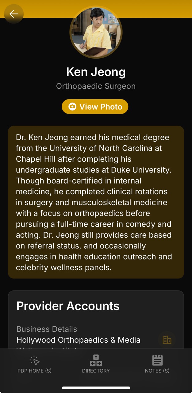 Provider Details Page, Dr. Ken Jeong